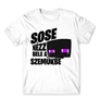Fehér Minecraft férfi rövid ujjú póló - Sose nézz bele a szemükbe – Enderman