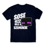 Sötétkék Minecraft férfi rövid ujjú póló - Sose nézz bele a szemükbe – Enderman