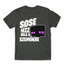 Sötétszürke Minecraft férfi rövid ujjú póló - Sose nézz bele a szemükbe – Enderman