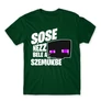 Sötétzöld Minecraft férfi rövid ujjú póló - Sose nézz bele a szemükbe – Enderman