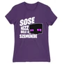 Sötétlila Minecraft női rövid ujjú póló - Sose nézz bele a szemükbe – Enderman