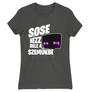 Sötétszürke Minecraft női rövid ujjú póló - Sose nézz bele a szemükbe – Enderman
