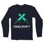 Sötétkék Minecraft férfi hosszú ujjú póló - Swords