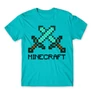 Atollkék Minecraft férfi rövid ujjú póló - Swords