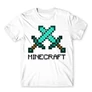 Fehér Minecraft férfi rövid ujjú póló - Swords