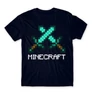 Sötétkék Minecraft férfi rövid ujjú póló - Swords