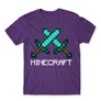 Sötétlila Minecraft férfi rövid ujjú póló - Swords