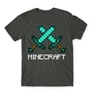 Sötétszürke Minecraft férfi rövid ujjú póló - Swords