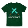 Sötétzöld Minecraft férfi rövid ujjú póló - Swords