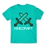 Türkiz Minecraft férfi rövid ujjú póló - Swords