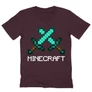 Bordó Minecraft férfi V-nyakú póló - Swords
