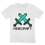 Fehér Minecraft férfi V-nyakú póló - Swords