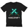 Fekete Minecraft férfi V-nyakú póló - Swords