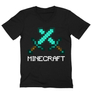 Kép 4/12 - Fekete Minecraft férfi V-nyakú póló - Swords