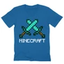 Királykék Minecraft férfi V-nyakú póló - Swords