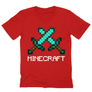 Kép 6/12 - Piros Minecraft férfi V-nyakú póló - Swords