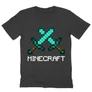 Sötétszürke Minecraft férfi V-nyakú póló - Swords