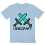 Világoskék Minecraft férfi V-nyakú póló - Swords