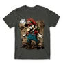 Sötétszürke Super Mario férfi rövid ujjú póló - Grunge