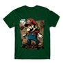 Sötétzöld Super Mario férfi rövid ujjú póló - Grunge