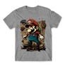 Sportszürke Super Mario férfi rövid ujjú póló - Grunge