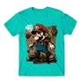 Türkiz Super Mario férfi rövid ujjú póló - Grunge