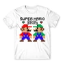 Fehér Super Mario férfi rövid ujjú póló - Super Mario Bros