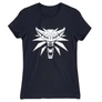 Sötétkék The Witcher női rövid ujjú póló - Wolf head logo