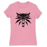 Világos rózsasín The Witcher női rövid ujjú póló - Wolf head logo