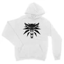Fehér The Witcher unisex kapucnis pulóver - Wolf head logo