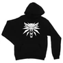 Fekete The Witcher unisex kapucnis pulóver - Wolf head logo