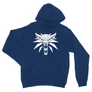 Királykék The Witcher unisex kapucnis pulóver - Wolf head logo