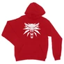 Piros The Witcher unisex kapucnis pulóver - Wolf head logo