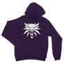 Sötétlila The Witcher unisex kapucnis pulóver - Wolf head logo