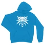 Zafírkék The Witcher unisex kapucnis pulóver - Wolf head logo