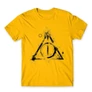 Sárga Harry Potter férfi rövid ujjú póló - Deathly hallows symbol