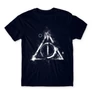 Sötétkék Harry Potter férfi rövid ujjú póló - Deathly hallows symbol