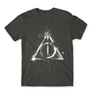 Sötétszürke Harry Potter férfi rövid ujjú póló - Deathly hallows symbol
