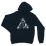 Sötétkék Harry Potter unisex kapucnis pulóver - Deathly hallows symbol