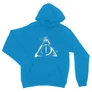 Zafírkék Harry Potter unisex kapucnis pulóver - Deathly hallows symbol