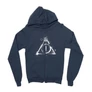 Sötétkék Harry Potter zipzáros pulóver - Deathly hallows symbol