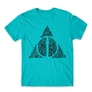 Atollkék Harry Potter férfi rövid ujjú póló - Deathly hallows text