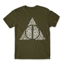 Khaki Harry Potter férfi rövid ujjú póló - Deathly hallows text