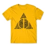Sárga Harry Potter férfi rövid ujjú póló - Deathly hallows text