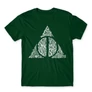 Sötétzöld Harry Potter férfi rövid ujjú póló - Deathly hallows text