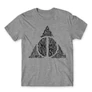 Sportszürke Harry Potter férfi rövid ujjú póló - Deathly hallows text