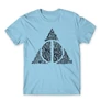 Világoskék Harry Potter férfi rövid ujjú póló - Deathly hallows text