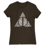 Barna Harry Potter női rövid ujjú póló - Deathly hallows text