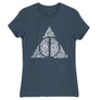 Denim Harry Potter női rövid ujjú póló - Deathly hallows text