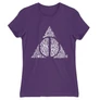 Sötétlila Harry Potter női rövid ujjú póló - Deathly hallows text